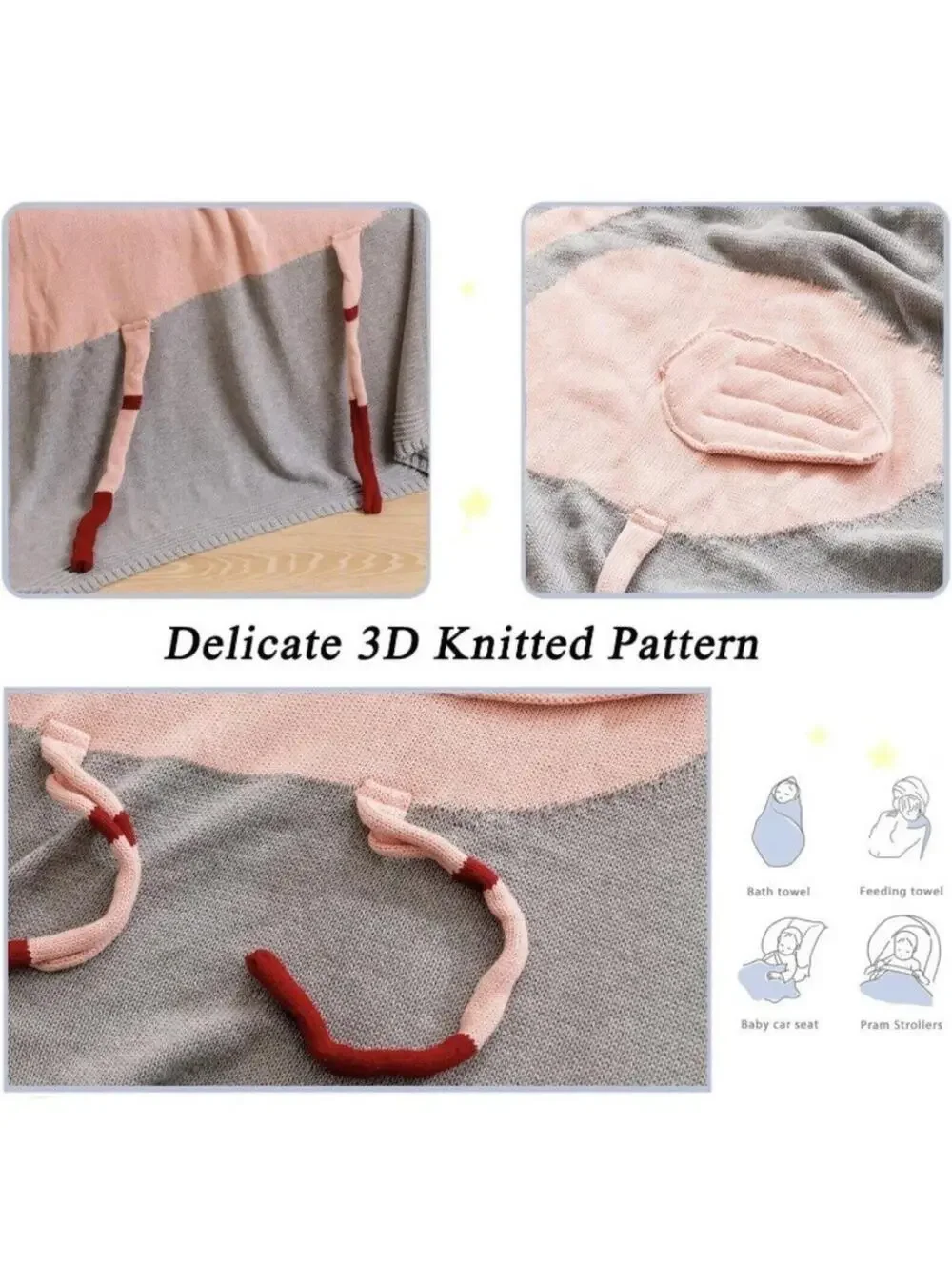 Children’s Soft Cozy Throw Blanket with Flamingo Pattern, Brand New